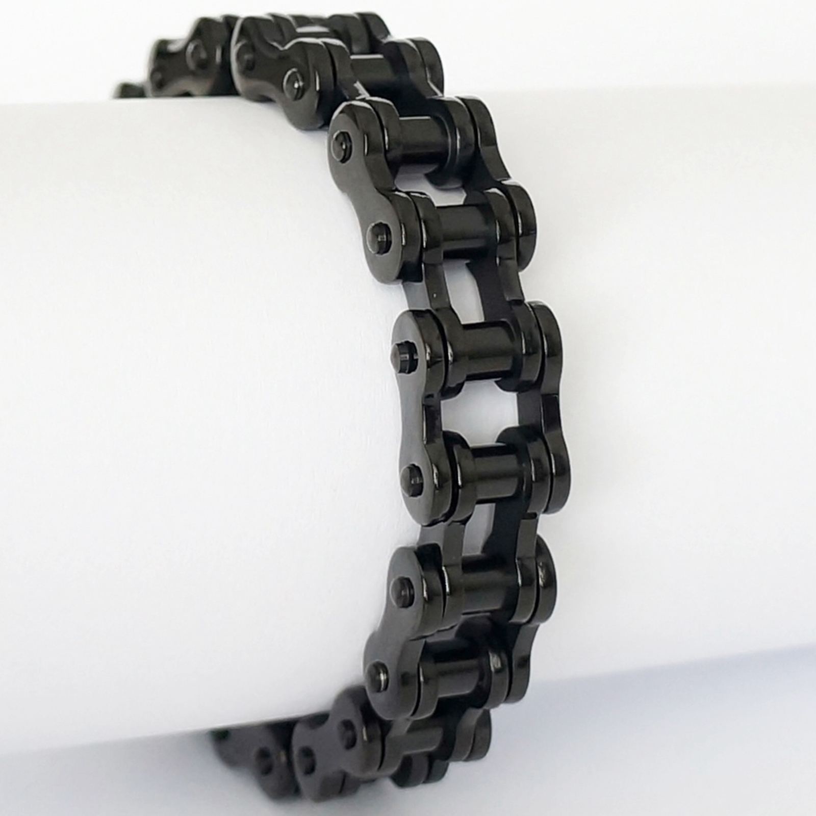 Armband aus Edelstahl - FAHRRADKETTE - schwarz glänzend 1,3cm